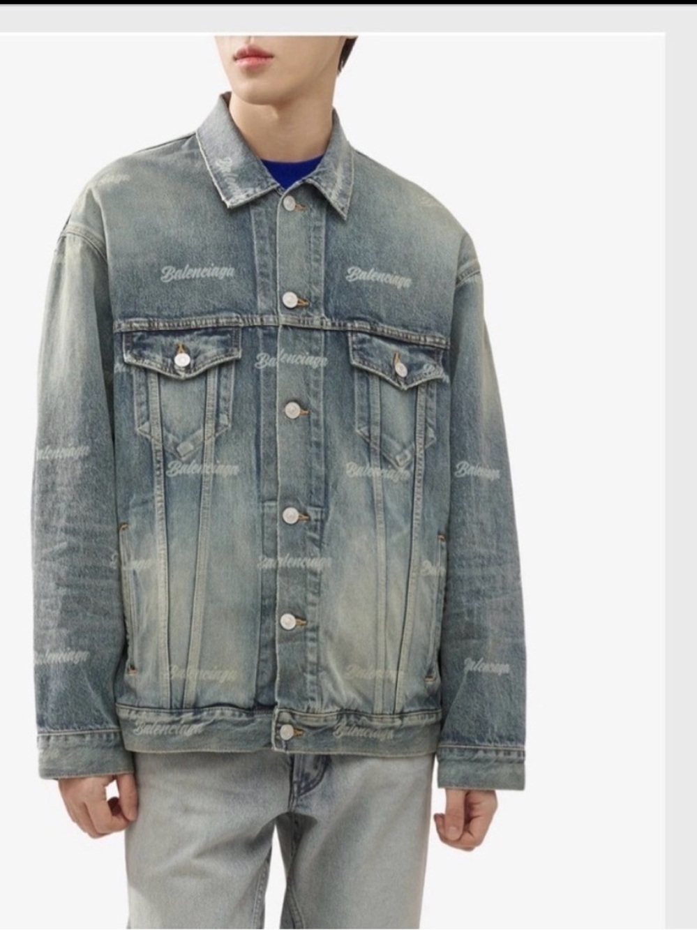 Balenciaga Denim Jacket UNISEX all over logo print S oversized